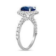 Simulated Gemstone and Cubic Zirconia Halo Ring in Rhodium Plated Sterling Silver