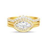 Cubic Zirconia Marquise Stacking Ring Set in Yellow Gold Plated Sterling Silver