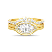 Cubic Zirconia Marquise Stacking Ring Set in Yellow Gold Plated Sterling Silver