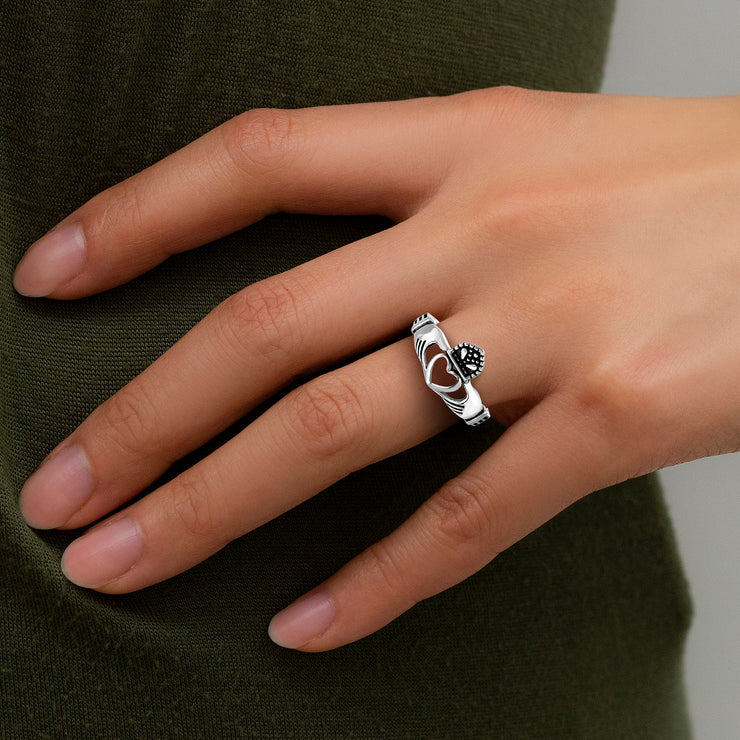 Inspired by You Sterling Silver Claddagh Ring with Oxidized Details