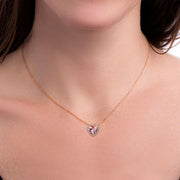 Simulated Morganite Heart Post Earrings and Necklace Set in Rose Gold Plated Sterling Silver