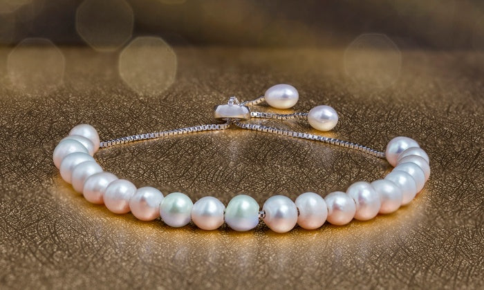 6mm Cultured Freshwater Pearl Adjustable Bolo Bracelet in Sterling Silver
